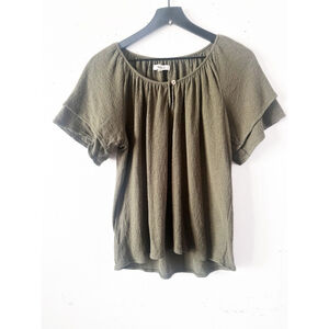 Madewell Olive Green Textured Blouse Women's S